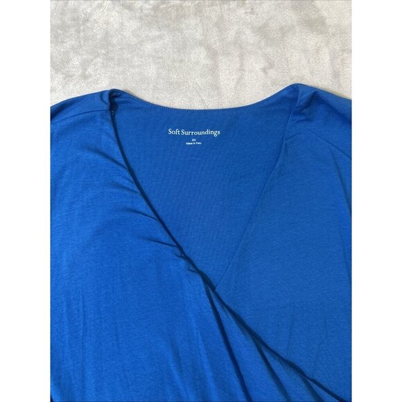 Soft Surroundings 3X Blue Pima Cotton Surplice V-Neck Top - Picture 5 of 10